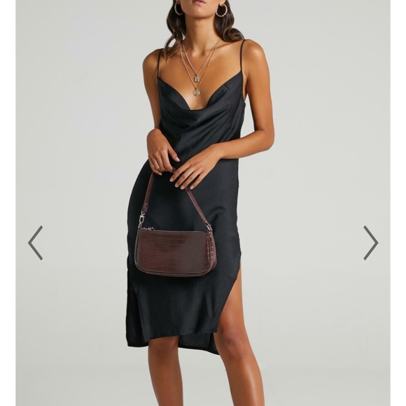 Leville Dress in Black Satin - NWT, Size 8 (Small) - Picture 2 of 3